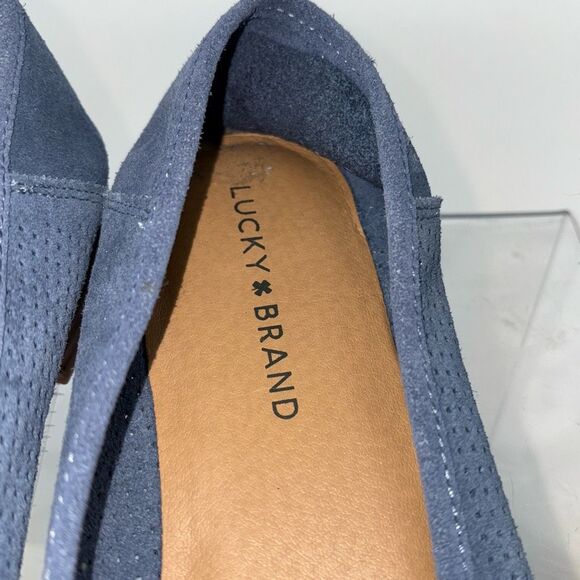New Lucky Brand Caylon Blue Suede Perforated Loafers Flats‎ size 8 - Picture 5 of 8